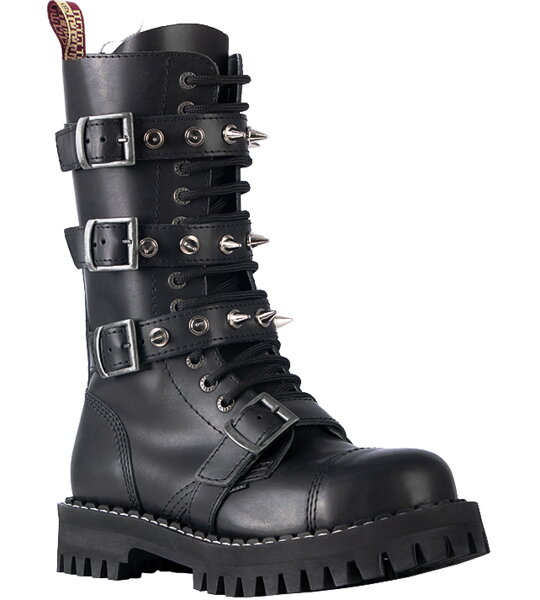 Boty Steel 15 Dírkové Černé 4 Přezky Zip Pyramid