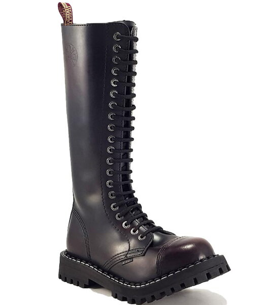 Boty Steel 20 Dírkové Burgundy Stírané