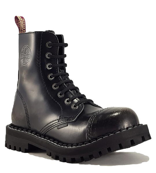 Boty Steel 8 Dírkové Bílé Stírané