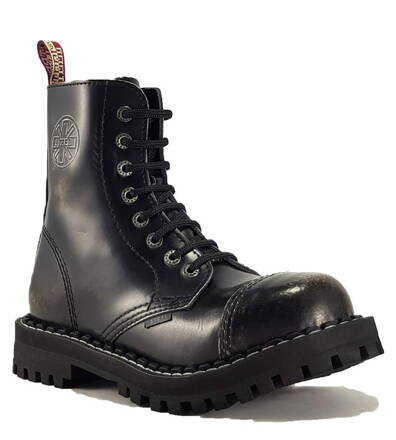 Boty Steel 8 Dírkové Bílé Stírané